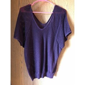 EXPRESS Purple Metallic short sleeve knit top